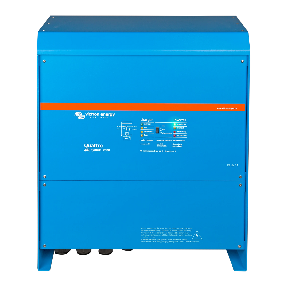 Victron Quattro 48/15000/200 inverter charger, front view