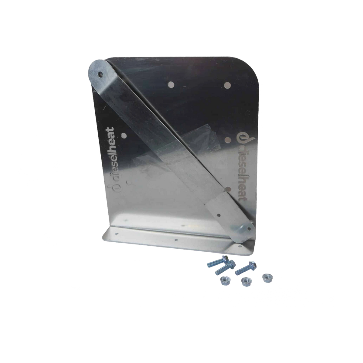 Metal bracket with screws on a white background – Diesel Heat Wafer Tank Mounting Bracket — 10L Black Fuel Tank