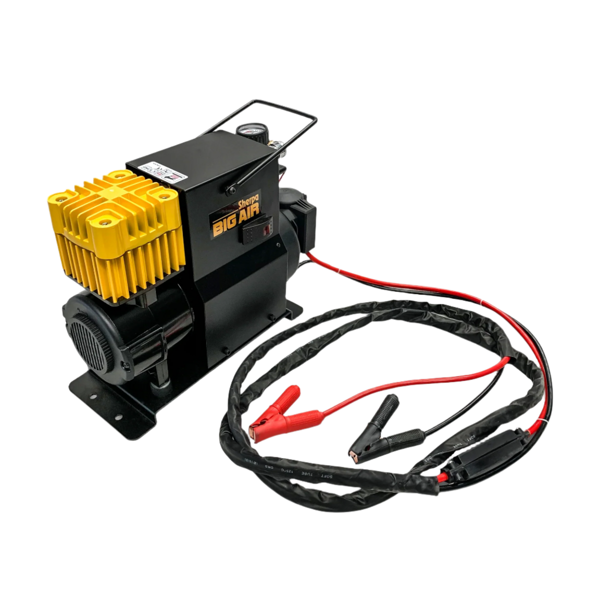 PORTABLE 12V OIL FREE AIR COMPRESSOR Sherpa have built on their high performance winch designs to couple a massive electric motor to a completely new air compressor. The Sherpa BIG AIR is an oil free compressor that has been optimised to deliver air up to 90 PSI meaning it can deliver higher volumes at more usable pressures. | Perth Pro Auto