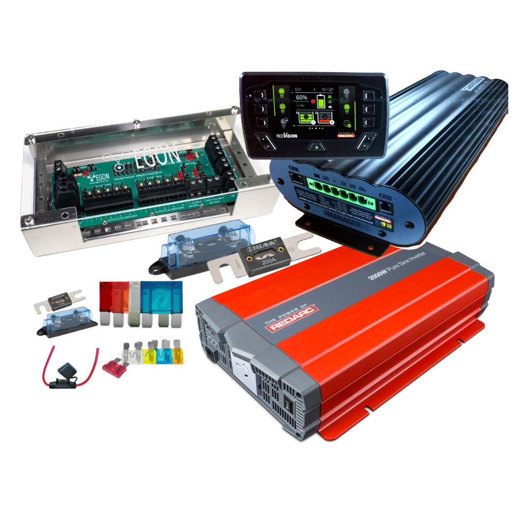This unique 12V Electrical Kit includes all the essentials at a great kit price. The kit includes a BMS1230S3R Manager30 with RedVision Display from Redarc, their most popular DC-DC Charger, EGONs DC Hub Kit for making DIY installations as simple as possible, and the DC Hub Fuse Kit - all the essential fuses and holders you need for this installation along with some spares just in case! perthpro auto electric parts