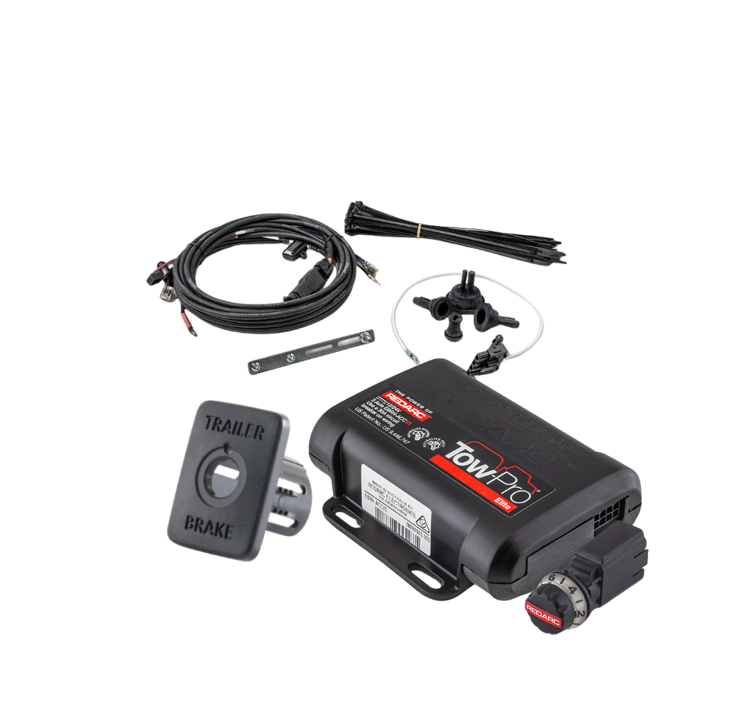 Redarc Tow-Pro Elite V3 brake controller kit with wiring harness and vehicle-specific switch insert panel