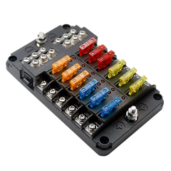 Fuse Block 12 Way Fuse Negative Bus Bar & Red LED & Fuses