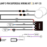Wiring diagram for a two-lamp 2-pin Superseal wiring kit on a white background