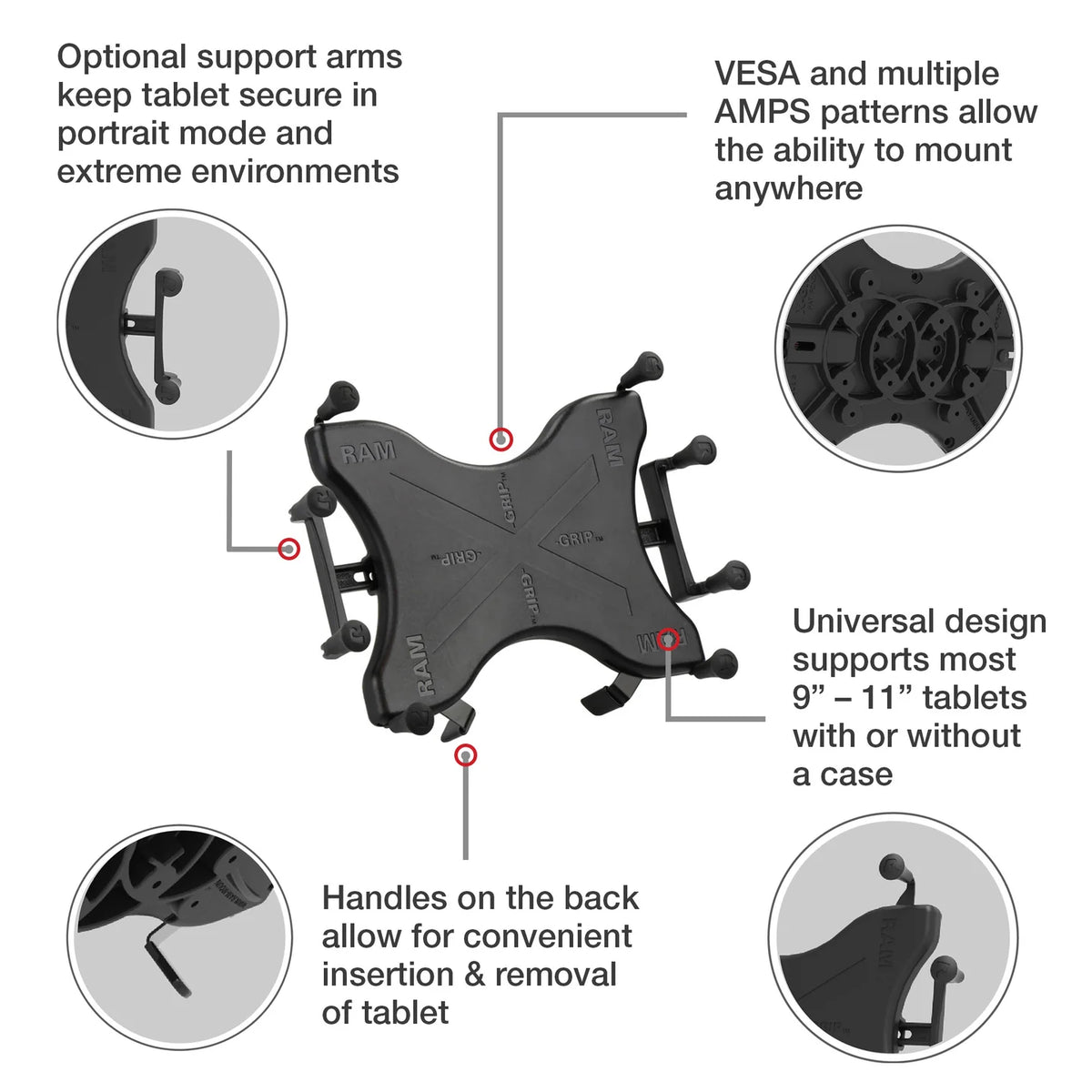 RAM® X-Grip® Universal Holder for 9"-11" Tablets