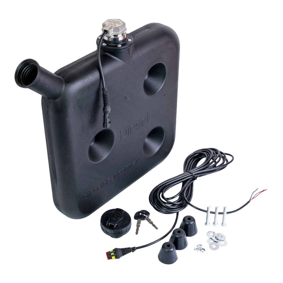 10L Black Wafer Fuel Tank for Diesel with Lockable Cap and Digital Level Sender