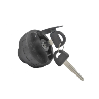 Fuel cap with a key on a white background – 10L Black Wafer Fuel Tank for Diesel Air Heater with Lockable Cap and Gauge