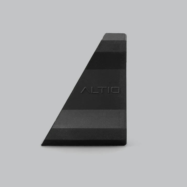 The 30 degree angle mount seen from the side, showing the wedge profile that sets the tilt and the ALTIQ name moulded on the flank