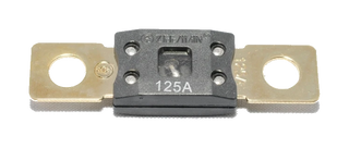 MEGA/AMG bolt-down cartridge fuse — 125A variant, 32V DC time-delay for high-current DC circuits.