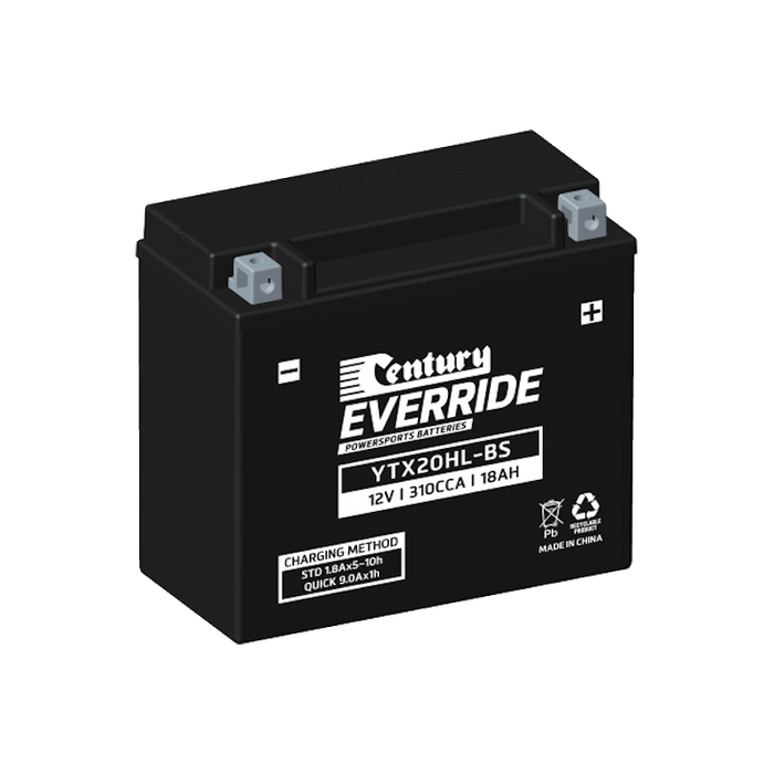 YTX20HL-BS Century EverRide Hi Performance AGM Battery 310CCA 18AH