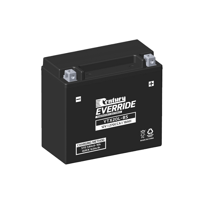 YTX20L-BS Century EverRide MF AGM Battery 270CCA 18AH
