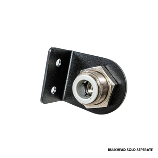 Angled bulkhead adapter plate — 3mm stainless steel, 40mm base with 50mm vertical face