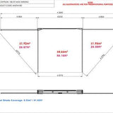 Technical drawing of a 180 XT MAX awning with dimensions and coverage details.