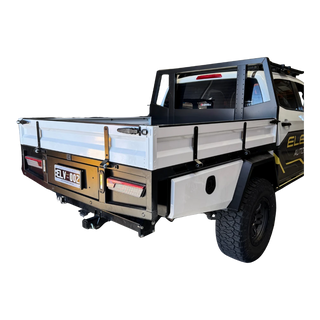 Dual Cab 1800mm Aluminium Tray with 1m Trundle Drawer, 50L Water tank & Colour Coded Tray Sides