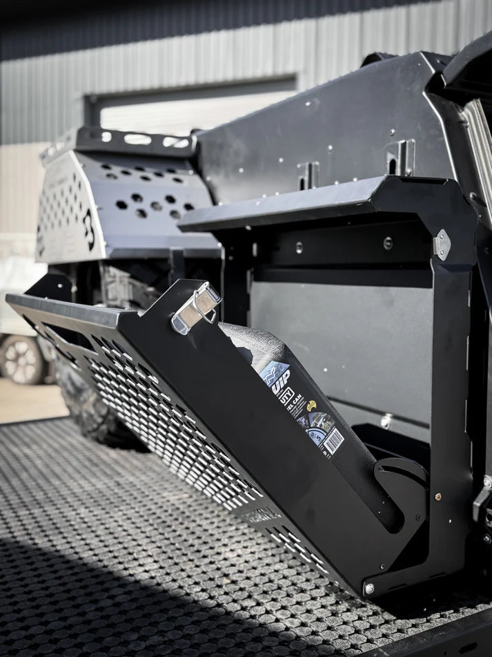 Cose up of Thorburns Lockable Dual Jerry Can Holder