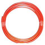 Coiled red tube on a white background