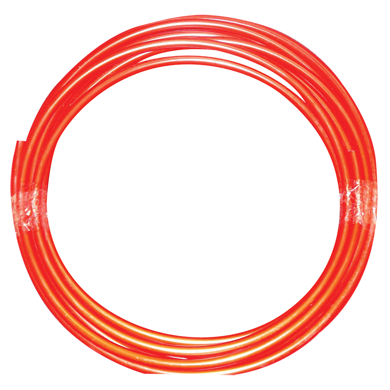 Coiled red tube on a white background
