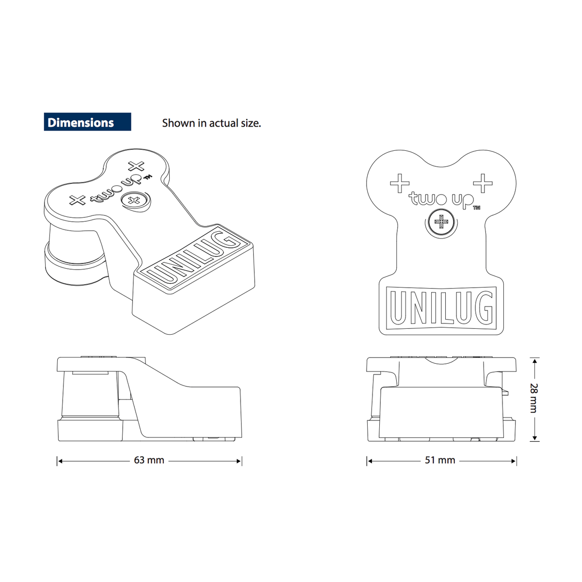 UNILUG Two Up battery lug kit positive HD | Battery Accessories