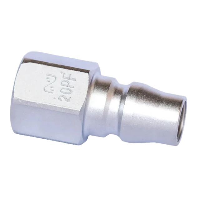 Metallic electrical component with '20PF' marking on a white background