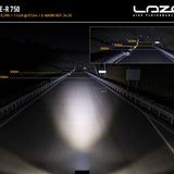 Lazer high-performance lighting system demonstration on a dark road with illuminated headlights.