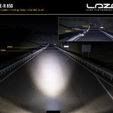 High-performance lighting system demonstration on a dark road with Lazer branding.