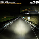 High-performance lighting system demonstration on a dark road with Lazer branding.