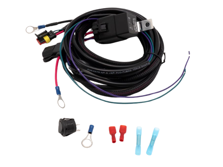 Car wiring harness kit with connectors on a white background