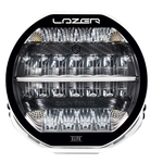 A black 7-inch Lazerlamps Sentinel LED driving light with a clear polycarbonate lens, designed for vehicles or tight mounting setups, featuring advanced LED technology.