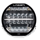 A black 7-inch Lazerlamps Sentinel LED driving light with a clear polycarbonate lens, designed for vehicles or tight mounting setups, featuring advanced LED technology.