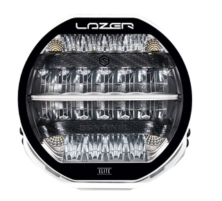 A black 7-inch Lazerlamps Sentinel LED driving light with a clear polycarbonate lens, designed for vehicles or tight mounting setups, featuring advanced LED technology.