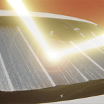 Close-up of a car's sunshade with sunlight filtering through