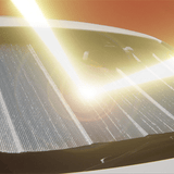 Close-up of a car's sunshade with sunlight filtering through