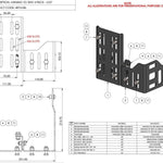 Technical diagram and product illustration of the Bush Company Awning To Tent Bracket 4 Piece - LX27 mount on a white background