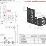 Technical diagram and product illustration of the Bush Company Awning To Tent Bracket 4 Piece - LX27 mount on a white background