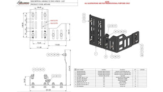 Technical diagram and product illustration of the Bush Company Awning To Tent Bracket 4 Piece - LX27 mount on a white background