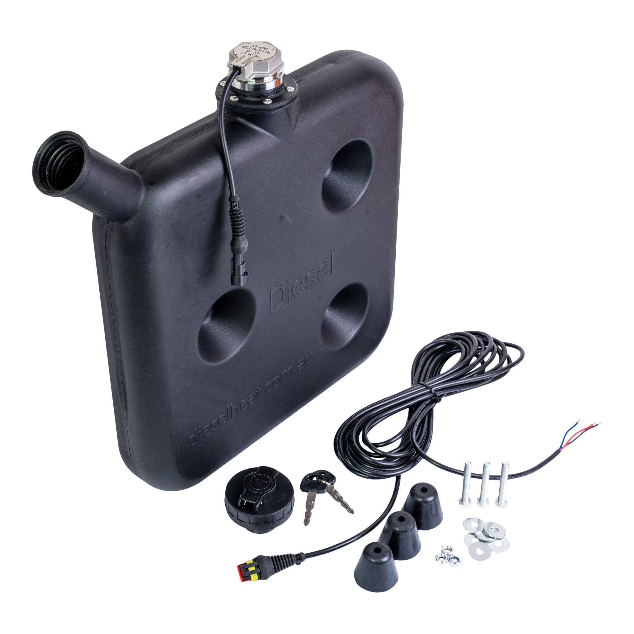 10L Black Wafer Fuel Tank for Diesel with Lockable Cap and Digital Level Sender
