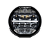 A black 7-inch Lazerlamps Sentinel LED driving light with a clear polycarbonate lens, designed for vehicles or tight mounting setups, featuring advanced LED technology.