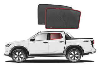 White pickup truck with black car shades on a white background