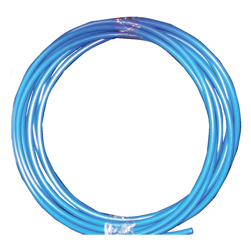 Coiled blue tube on a white background