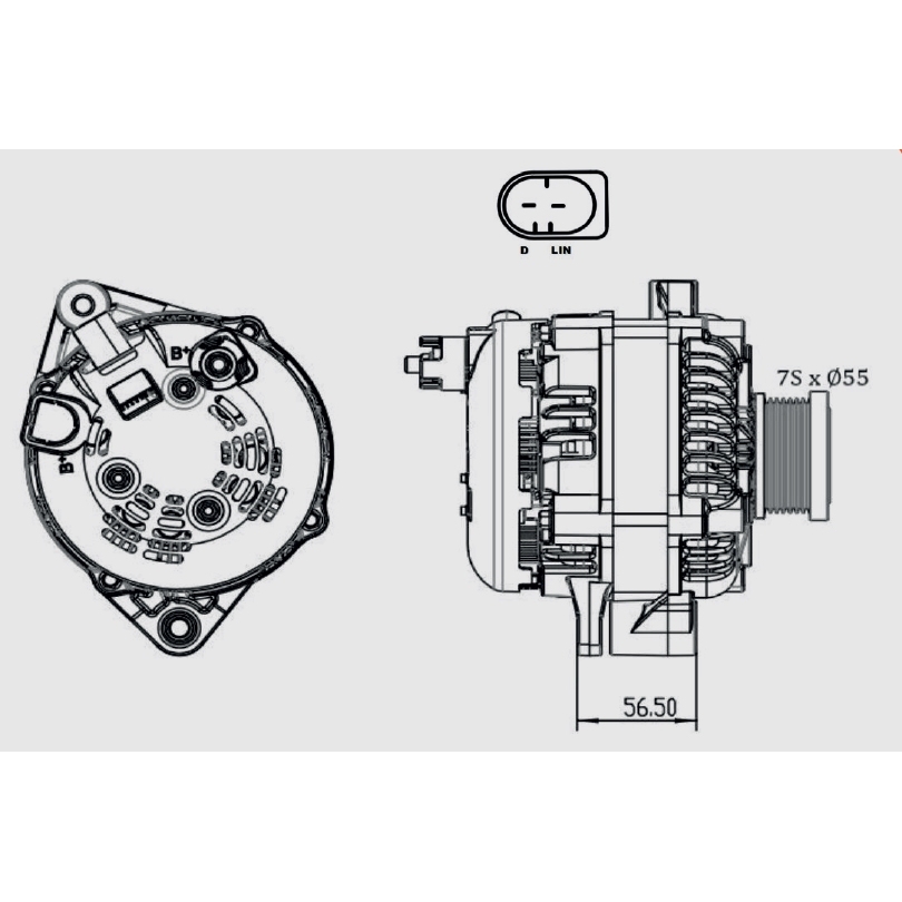 Black Series ALT 12V 240A, ISUZU MU-X - 4JJ1 4JJ3-TCX DSL [CLUTCH PULLEY]