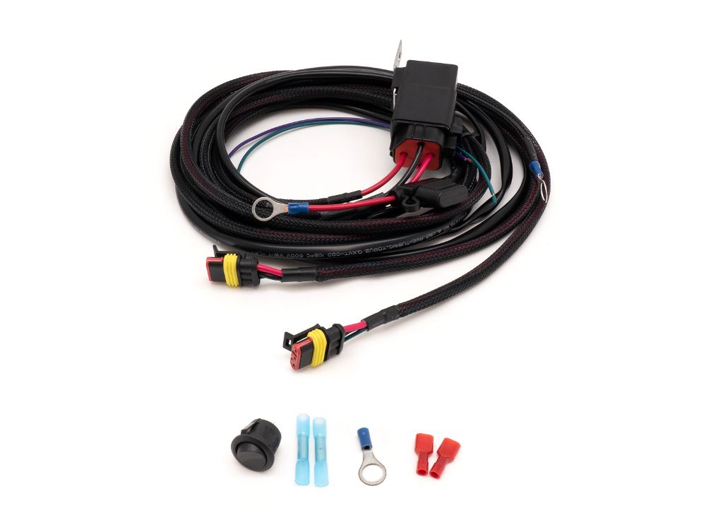 Car wiring harness kit with connectors on a white background