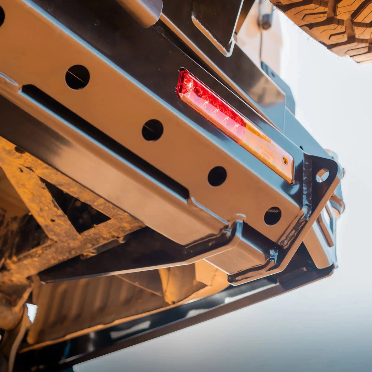 up close of TCC 78 Series Troopcarrier Rear Bar Tow Bar