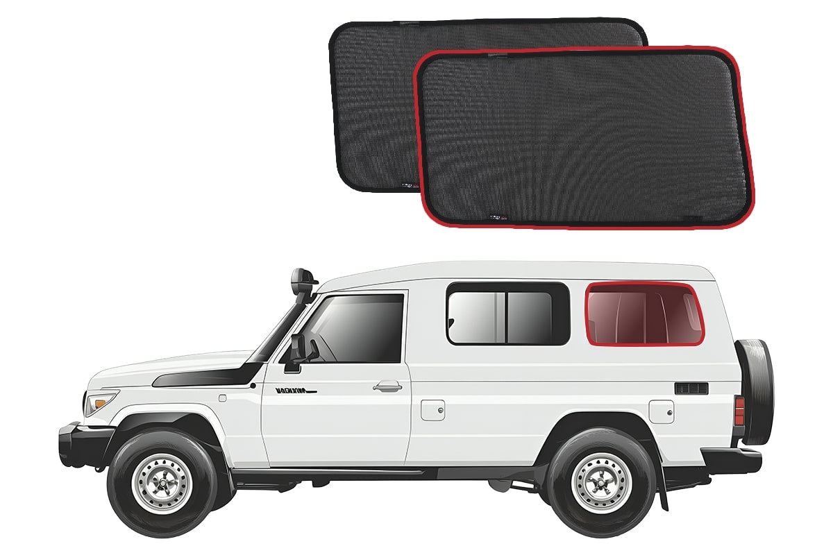 Two car sunshades on a white background with a white SUV model.