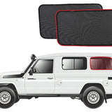 Two car sunshades on a white background with a white SUV model.