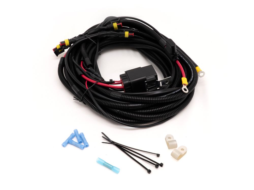 Wiring harness kit with connectors on a white background