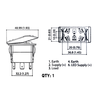 Rocker Switch Winch Mom On/Off Mom On Blue
