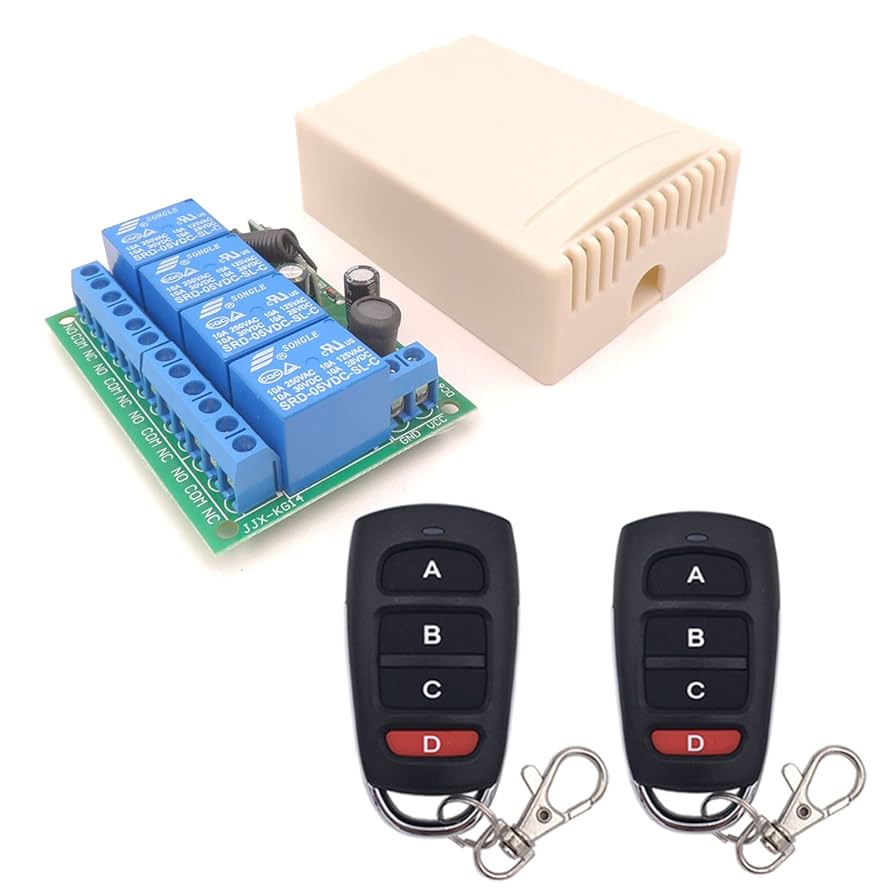 Remote Rf433 Relay Wireless 4‑Channel RF Remote Control Relay – DC 6‑30 V, 433 MHz ...