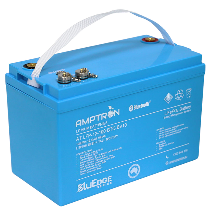 Bluedge 12V 100Ah / 200A Cont. discharge LiFePO4 Lithium Battery Amptron