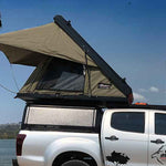 Bush Company AX27 Clamshell Rooftop Tent side view on tray canopy