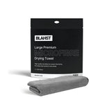 BLAHST large premium microfibre drying towel with packaging on a white background