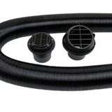 Black air hose and connectors on a white background
